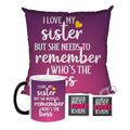 Sister Who's The Boss Funny Gift Combo - Mug, Coaster, Cushion Set of 3