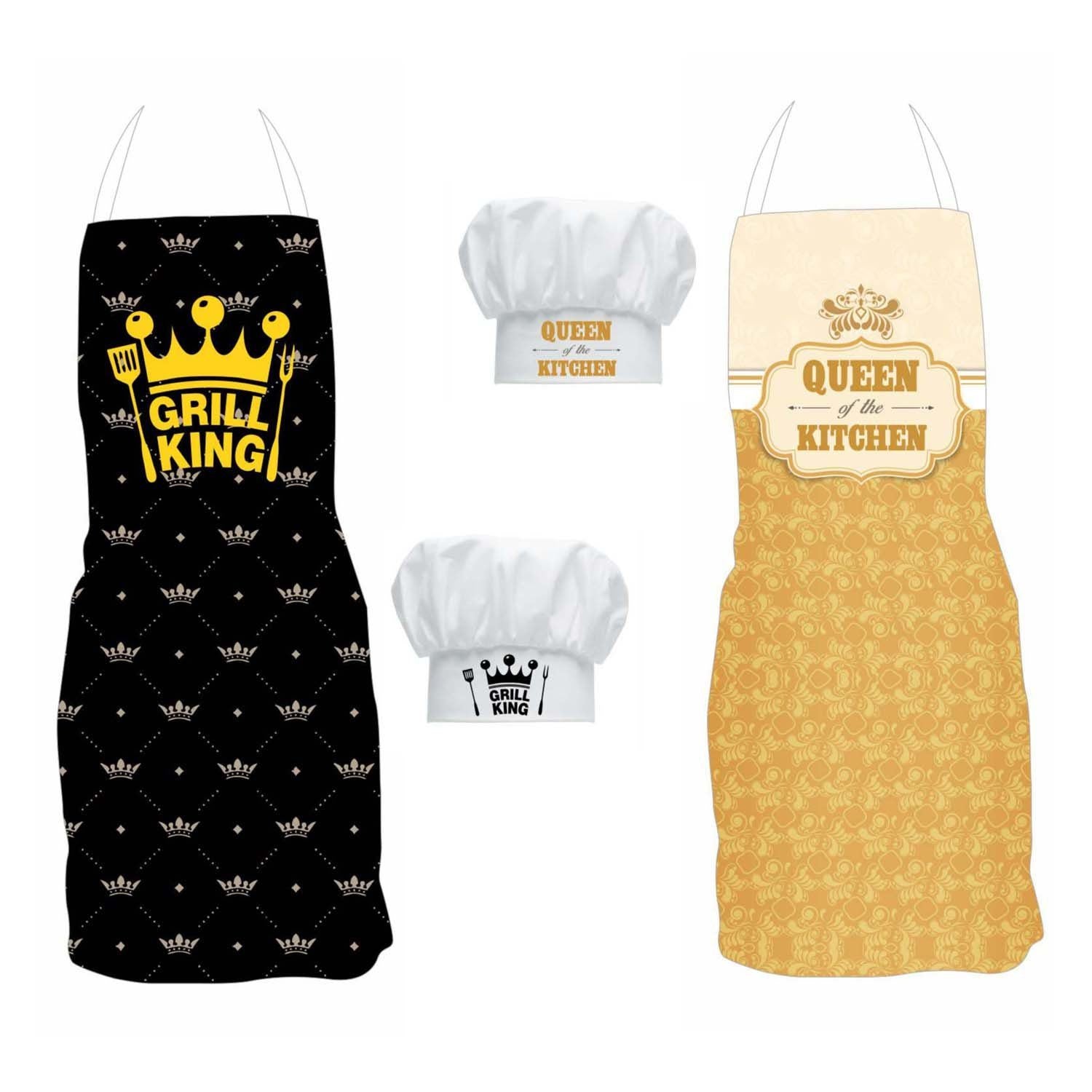 King Queen Couple Apron Set