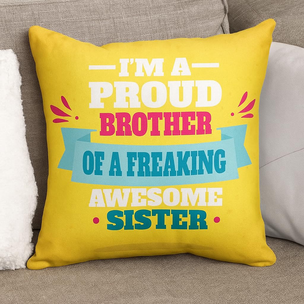 Rakhi Gift Combo for Brother - Proud Brother Mug, Coaster, Cushion & Rakhi