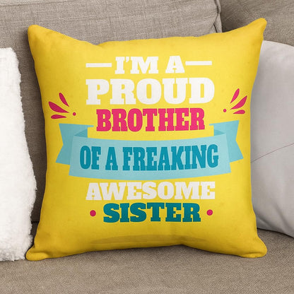 Rakhi Gift Combo for Brother - Proud Brother Mug, Coaster, Cushion & Rakhi