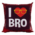I Love Bro Sequins Cushion Cover 20x20 - Rakhi Gift for Brother