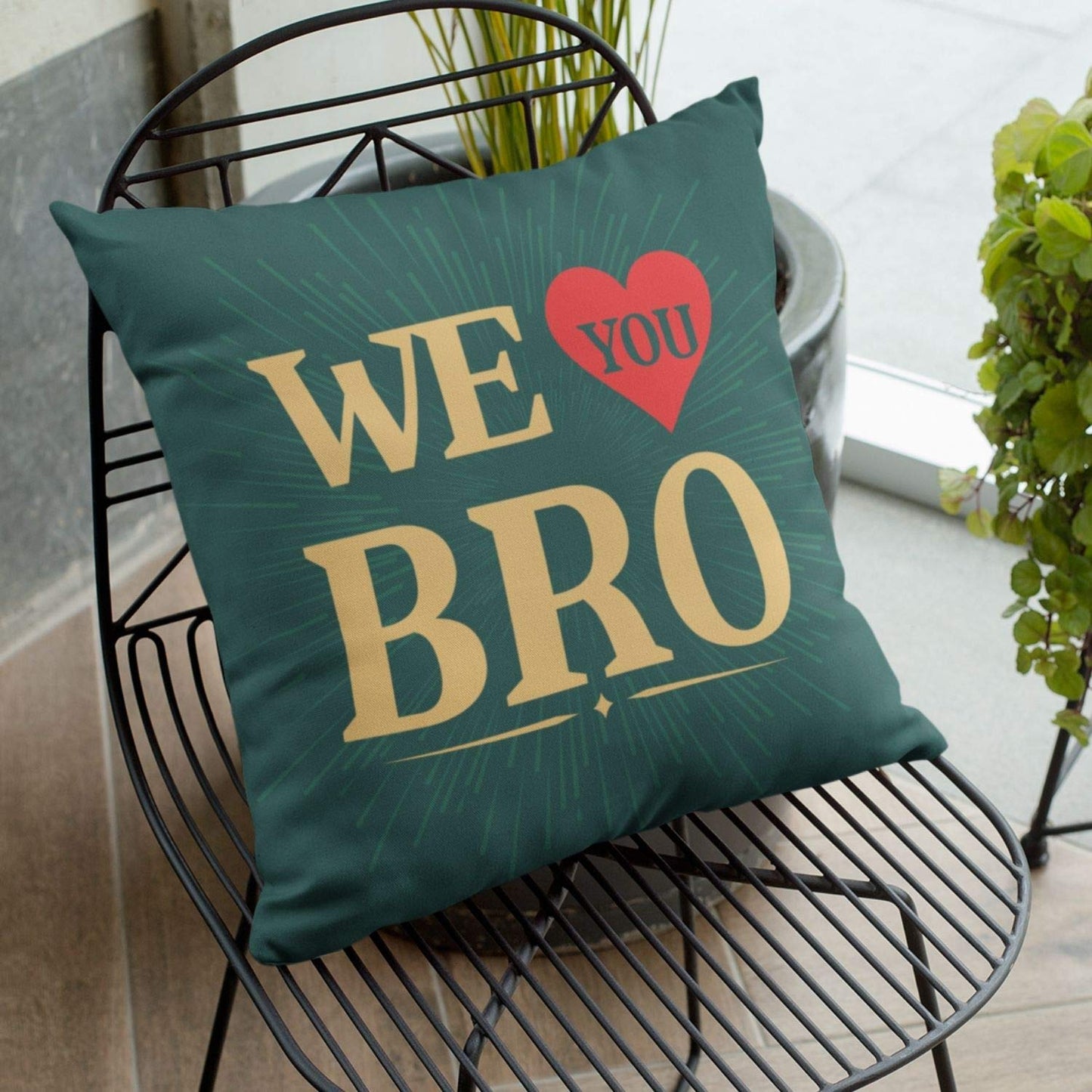 TheYayaCafe Brother Printed Cushion Cover We Love You 16x16 Inches (40x40 cm), Rakhi Birthday Bhai Dooj for Brother, Bhai, Bhaiya from Sister and Kids