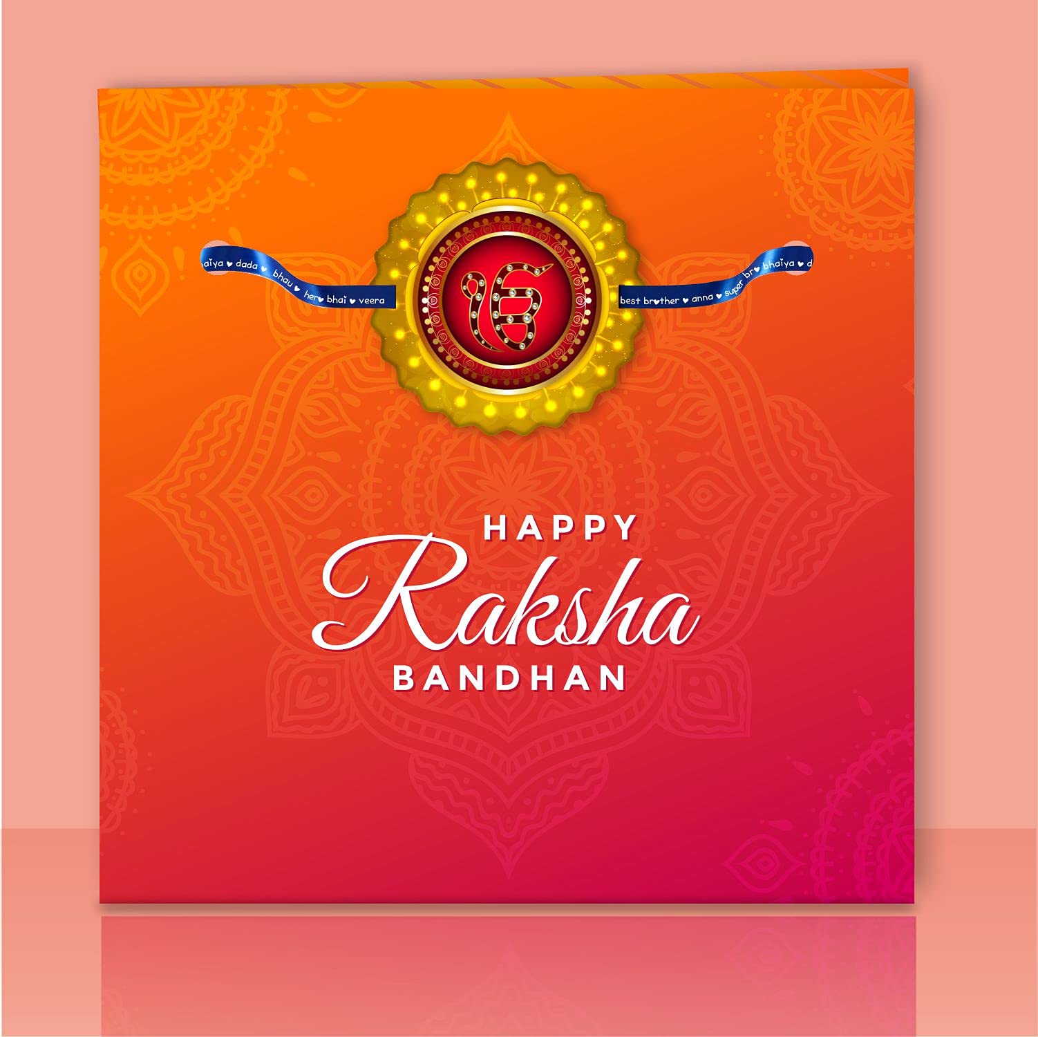 TheYayaCafe Printed Rakhi Bracelet for Brother Ek Onkar Design, Raksha Bandhan Gift for Bhai, Bhaia, Brother from Sister, Multicolor Satin Thread, Approx 1.5 Inch Dial.