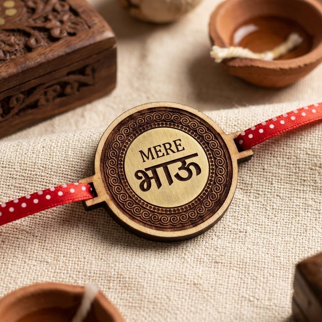 TheYayaCafe Rakhi for Brother Combo Set of 3 Wooden Rakhi with Engraved Quotes, Raksha Bandhan Gift for Bhai, Bhau, Brother from Sister