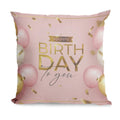 Happy Birthday Velvet Cushion with Filler - Pink Balloons, 12x12