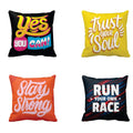 Motivational Cushion Cover Set of 4 - Run Your Own Race, 12x12