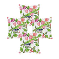 Bird Leaf Floral Cushion Cover Set of 4, 16x16 inches