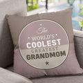 Coolest Greatest Grandma Cushion with Filler - 12x12 Inches Birthday Gift