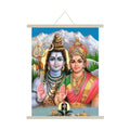 Shiv Parvati Canvas Scroll Wall Painting 15x20 inches