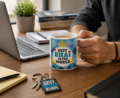 Best Bhai In The World coaster and keychain