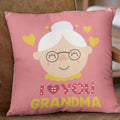 I Love You Grandma Poly Satin Cushion with Filler, Pink, 12x12 Inches