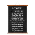 My Wife I Will Always Love You Scroll Card, Black, 15x20 Inches