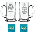 Beer Mugs Set of 2 with Coasters - Gabbar Sharaab and Shabaab