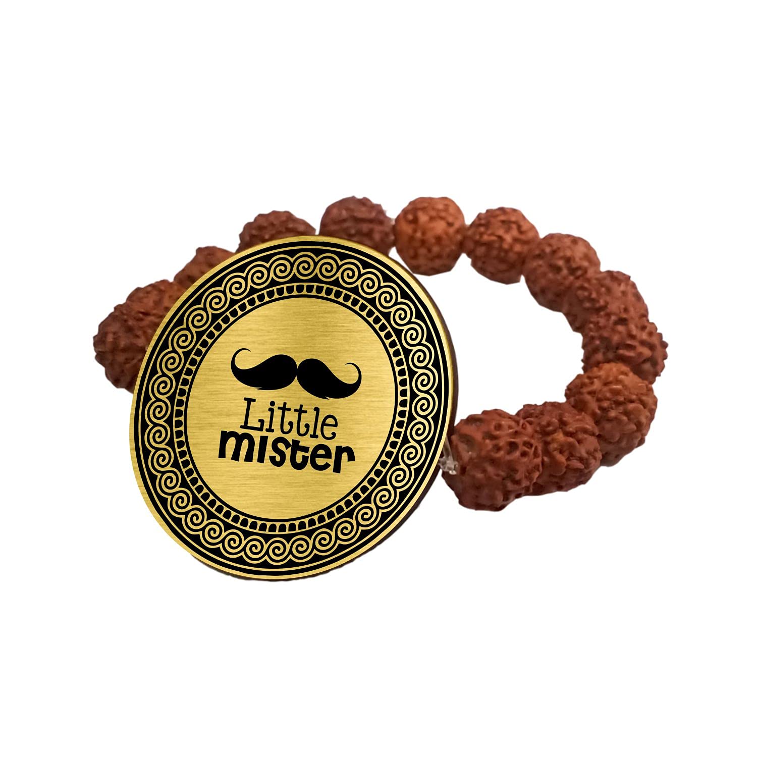 TheYaYaCafe Raksha Bandhan Gifts Little Mister Engraved Rudraksha Bracelet for Brother
