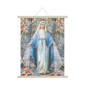 Mother Mary Canvas Scroll Wall Painting - 15x20 Inches, Multicolour
