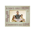 Engraved Wooden Photo Frame - Son's Hero, Daughter's Love