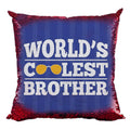 Sequins Cushion Cover - World's Coolest Brother Print, 20x20