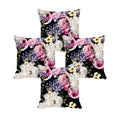 Floral Cushion Covers Set of 4 - Comely Flowers, 24x24 inches