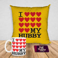 Coffee Mug & Cushion I Love My Hubby - Personalised Gift Hamper