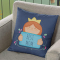 Best Mom Cushion with Filler 12x12 - Blue Birthday Pillow