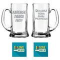 Tera Bhai Pilayega Engraved Beer Mug Set - Funny Hindi Gift