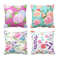 Canvas Cotton Cushion Covers Set of 4 - Symmetrical Floral 16x16