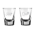 King Queen Couple Shot Glass Set - Laser Engraved Barware