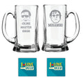 Beer Mugs Set of 2 with Coasters - Crime Master Gogo Mogambo
