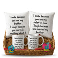 Rakhi Combo for Brother and Bhabhi Set of 6 - 2 Rakhis, 2 Mugs, 2 Cushions