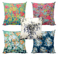 Floral Cushion Cover Set of 5 - 24x24 inches, Living Room Decor