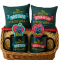 Rakhi Gift Combo for Brother & Bhabhi - 2 Rakhis, 2 Mugs, 2 Cushion Covers
