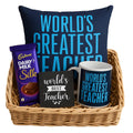 World's Greatest Teacher Hamper, Mug, Cushion Cover & Chocolate