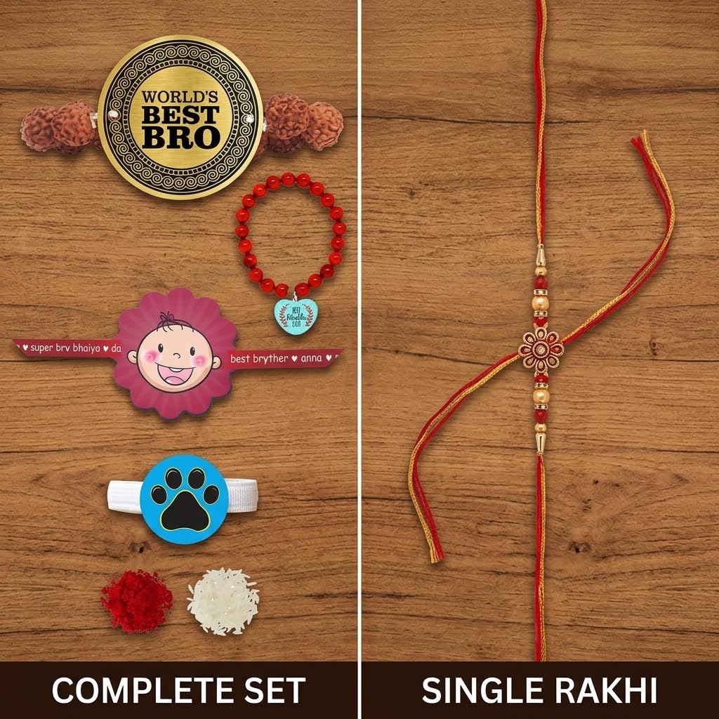 World Best Bro & Best Bhabhi Family Rakhi with Kids Rakhi - Combo of 3
