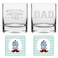 World's Most Awesome Dad Whisky Glass for Dad - Set of 2