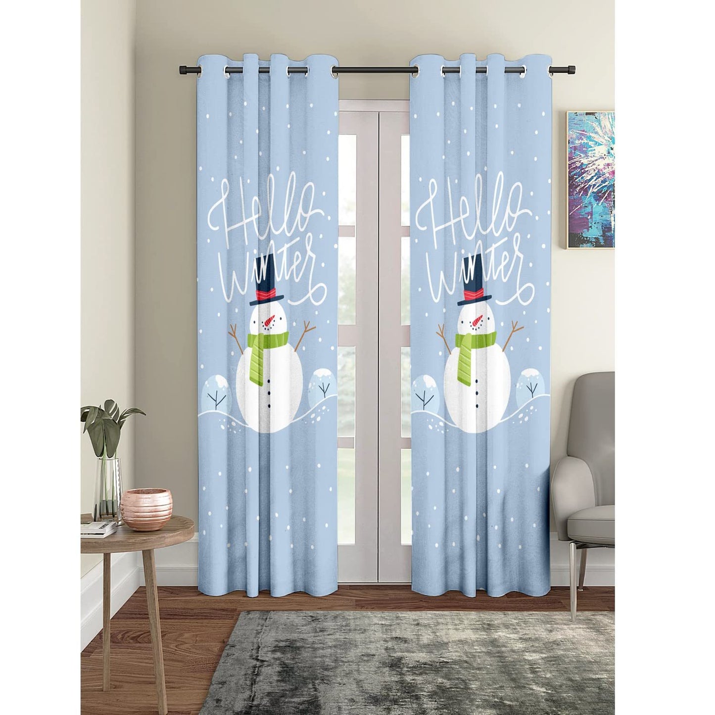 christmas snowman curtain
