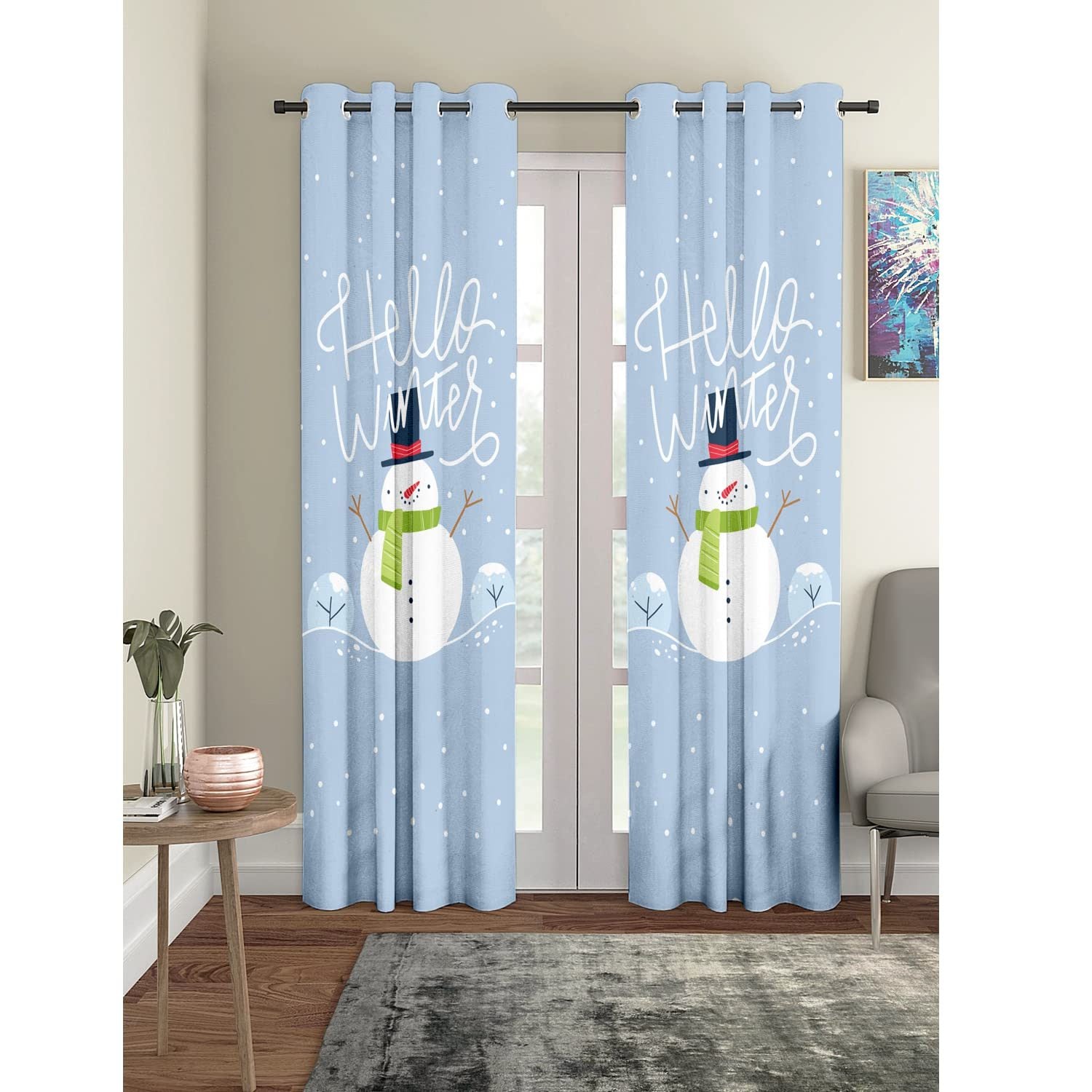 christmas snowman curtain