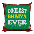 Sequins Cushion with Filler - Coolest Bhaiya Ever 12x12 Inches