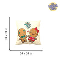 Christmas Cushion Cover - Gingerbread Snowman Decor, 24x24 Inch
