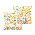 Beige Abstract Cushion Cover Set of 2, 12x12 Inch