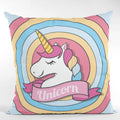 Rainbow Unicorn Cushion with Filler - Velvet Kids Birthday Gift, 12x12