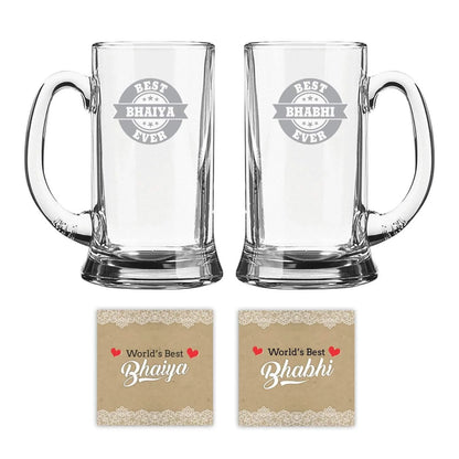 Best Bhaiya & Bhabhi Ever Engraved Icon Beer Mug
