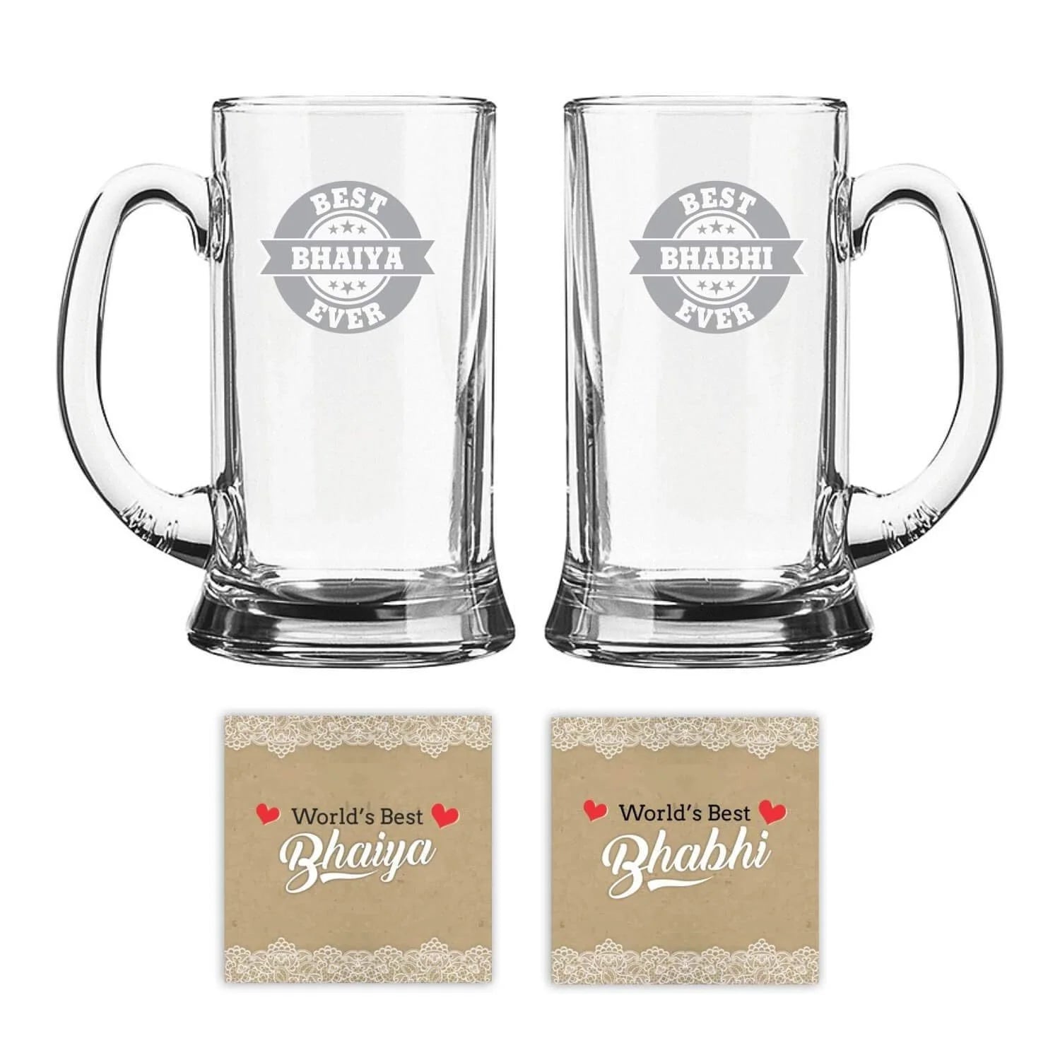 Best Bhaiya & Bhabhi Ever Engraved Icon Beer Mug