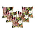 Cushion Covers Set of 5 Delightful Floral Print 24x24, Black