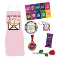 Apron, Chocolate & Rose Gift Hamper for Mom (Set of 7)