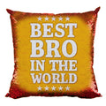 Best Bro Sequins Cushion Cover 24x24 - Personalised Rakhi Gift