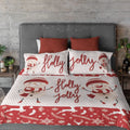 Holly Jolly Christmas Bedsheet, Double Bed Velvet Bedding Set