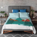 Christmas Bedsheet - Santa Riding Double Bed Velvet Set