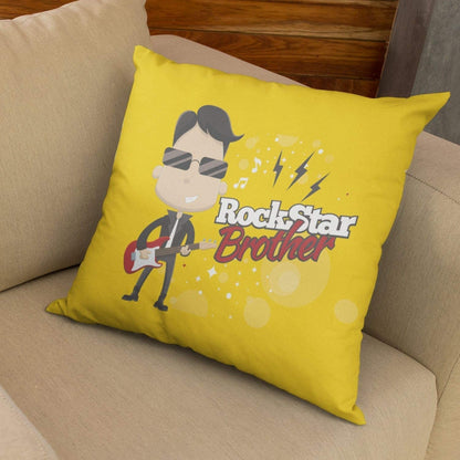 Rockstar Brother Cushion Cover 16x16 - Rakhi Birthday Gift