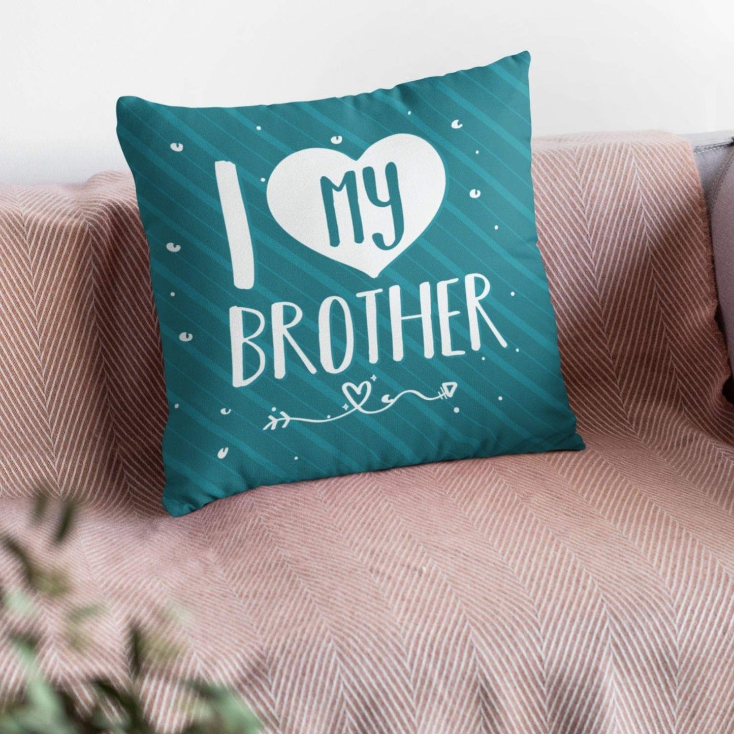 Yaya Cafe Rakhi Birthday Gift for Brother, I Love My Brother Cushion Cover 16X16 Inches