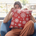 Snowflakes Snowman Christmas Cushion Cover Set of 2, 24x24 inches